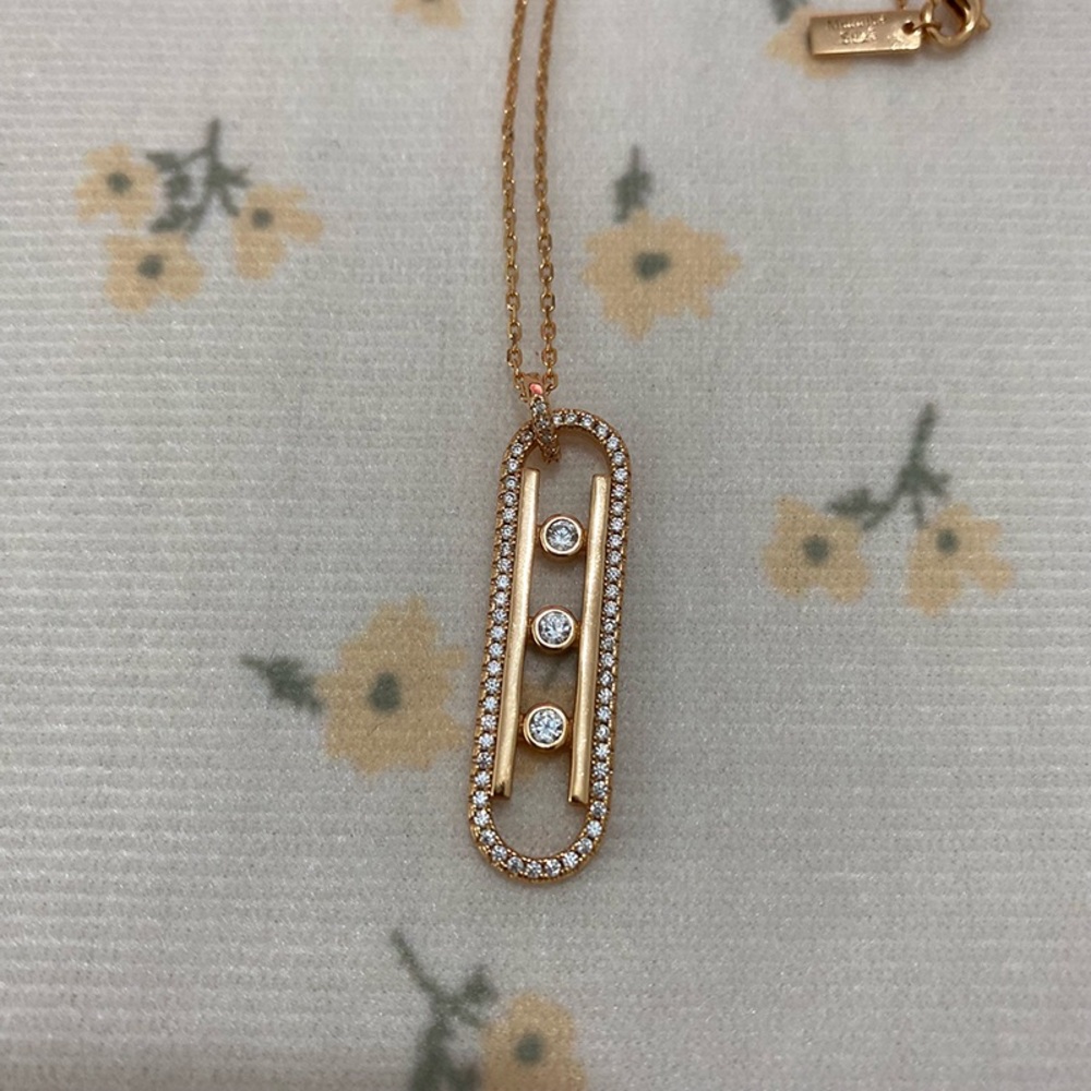 Messika Long Oval Pendant Necklace Studded With Sparkling Diamonds